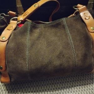 Lucky Brand Brown Suede and leather hobo bag